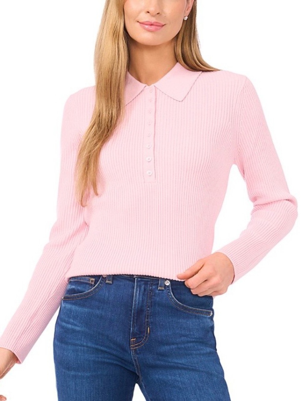 Ted Baker Pink Ribbed Polo Sweater